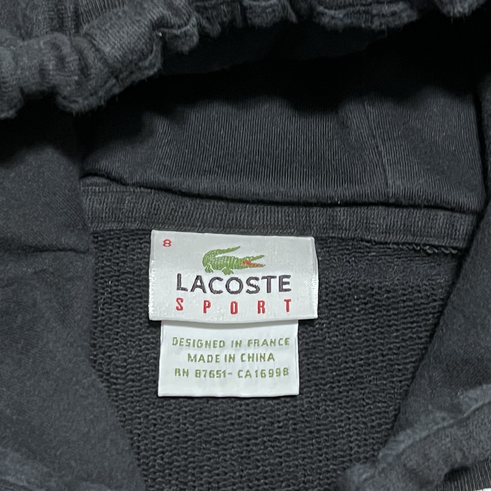 LACOSTE SPORT HOODIE SWEATSHIRT BLACK PIN STRIPE MEN'S 8 CUTLINE CROCODILE LOGO image 8