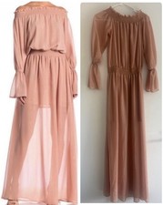 Show Me Your Mumu Pink Off Shoulder Boho Chic Maxi Dress Size XS