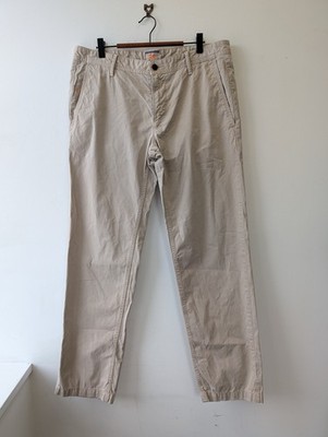 Hugo Boss Orange Chino Hose Herren W34 L32 Beige Regular Fit Baumwolle Smart