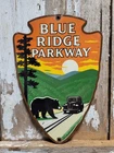 VINTAGE BLUE RIDGE PARKWAY PORCELAIN SIGN OLD SHENANDOAH NATIONAL PARK SMOKEY