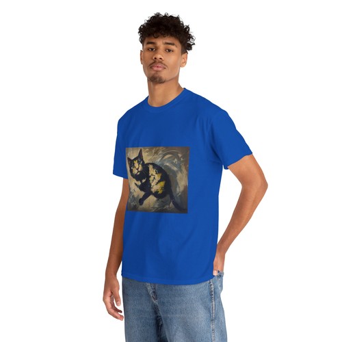 Whimsical Cat Art Unisex Heavy Cotton Tee Animal Lover Shirt Fun Gift Pet Owners - Picture 25 of 41