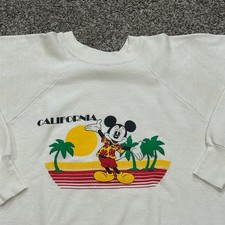 Vintage 80s Disney Mickey Mouse California Retro White Sweatshirt Mens L RARE