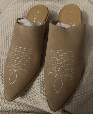 Lisa Vicky Skip V Mule Tan/Camel Suede Size 9 M Western Cowboy Boot Look NIB NEW