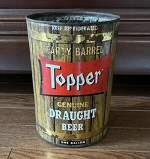 Vintage TOPPER Draught Beer 1-Gallon Party Barrel Metal Can