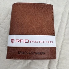Spikes & Sparrow RFID Protected Leather Wallet Brown Trifold Card Holder Mens