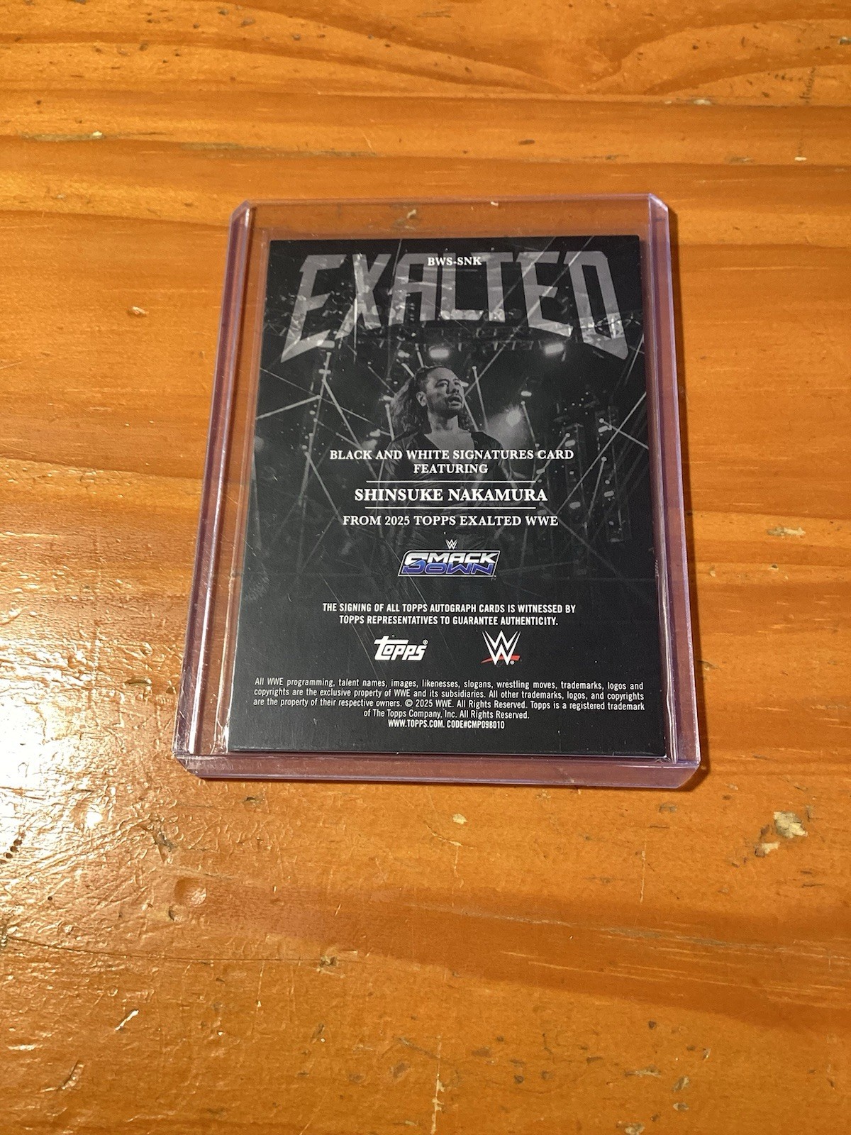 2025 Topps WWE Exalted Shinsuke Nakumura Autograph On Card Auto Black & White view 2