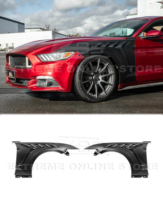 Primed Black GTD Style Fenders For 15-17 Ford Mustang S550 Front