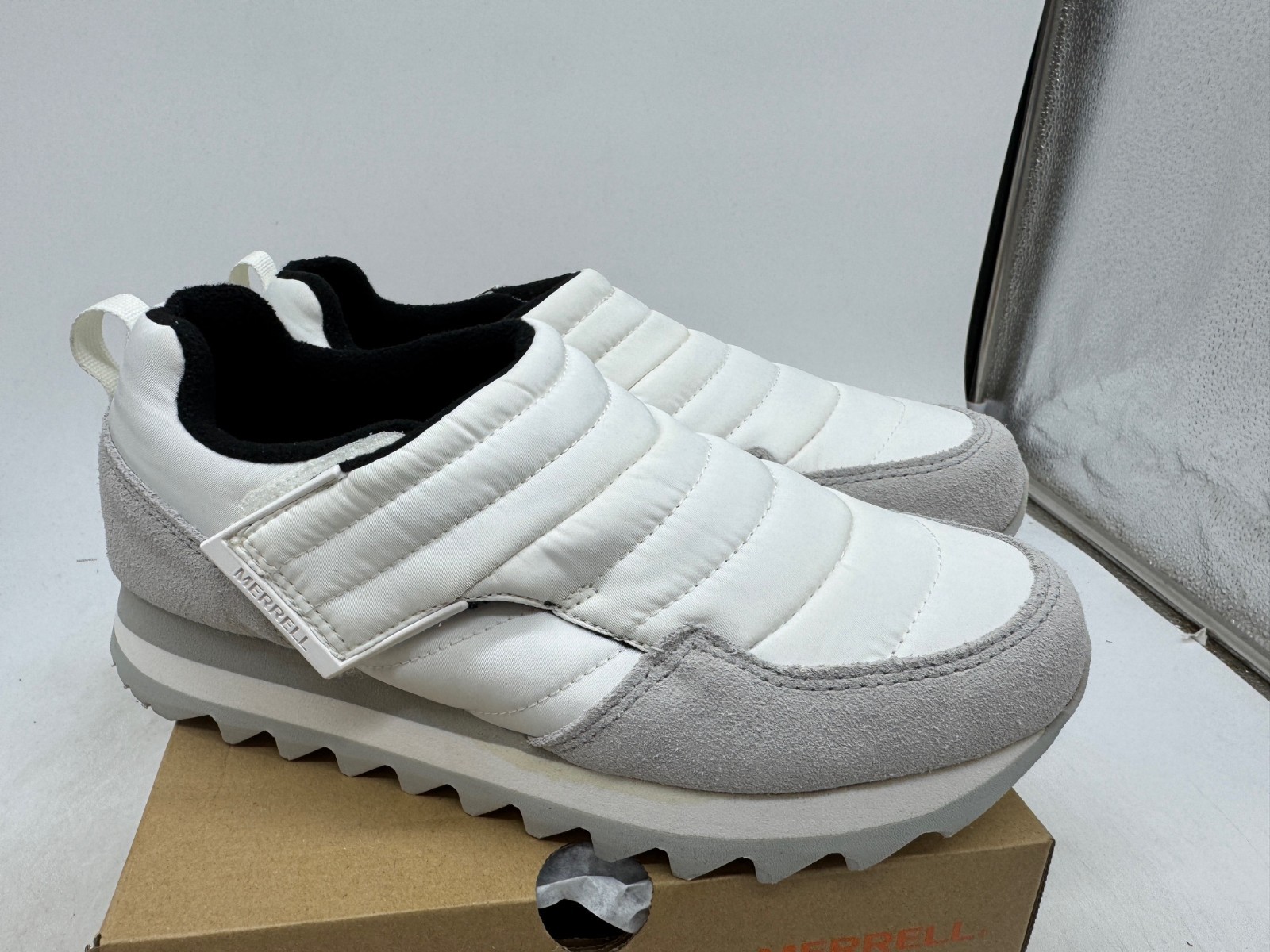 Scarpa Merrell Donna Alpine Moc Strap Polare Slip On Isolata Nylon Bianco Taglia 7