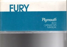 1972 Chrysler Plymouth Fury--original Owners Manual Not A Copy--free Shipping