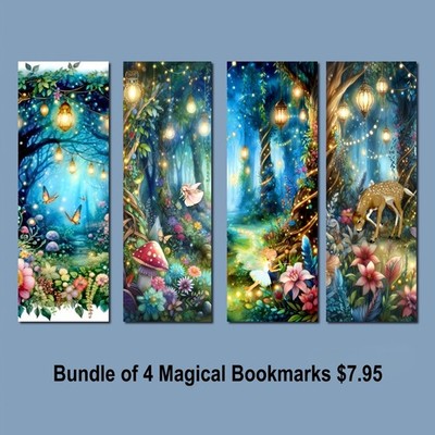 Fairy Magical Bookmark Bundle - Set of 4 Laminated 6x2, Book Reader Gift