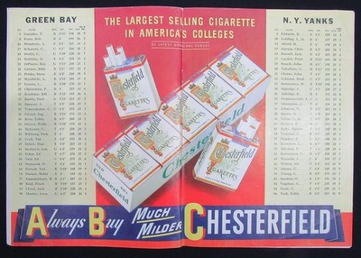 chester green cigarette Oct. 8, 1950 New York Yanks vs. Green Bay Packers Football Game Program  190377