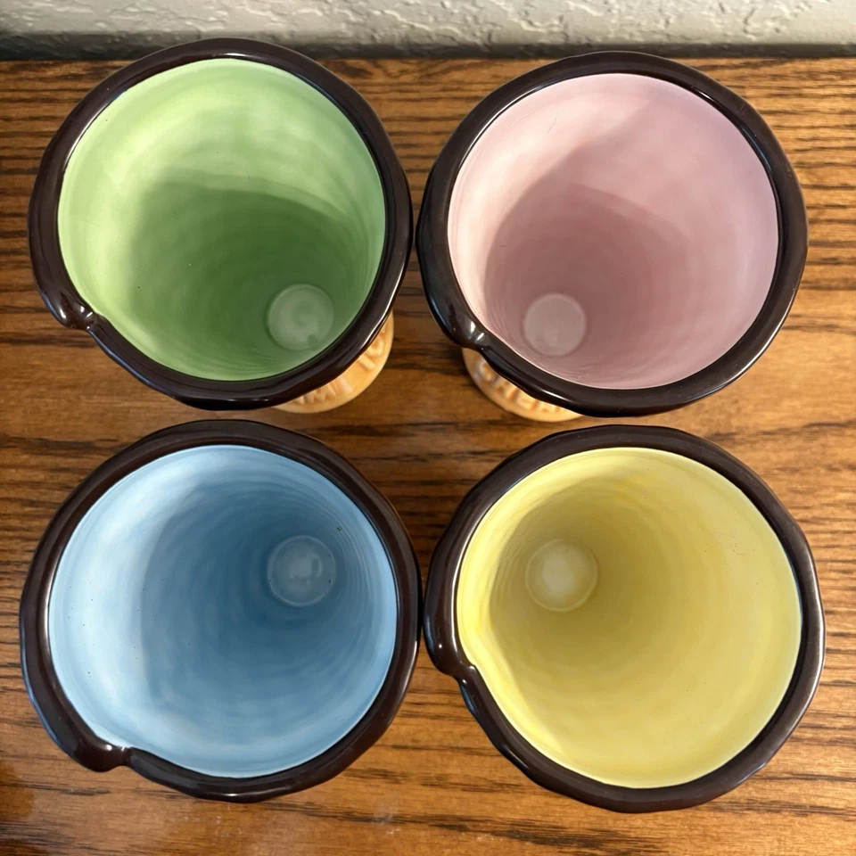 Williams Sonoma Waffle Cone Ice Cream Sundae Dish With Matching Spoons Set Of 4 - Image 3 of 4