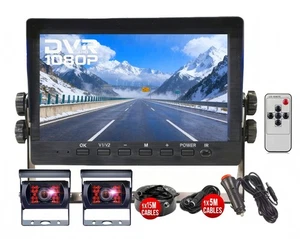 1080P 2x Caméra de sauvegarde BSD+7'' HD moniteur DVR Pour RV Van Truck Reverse Parking
