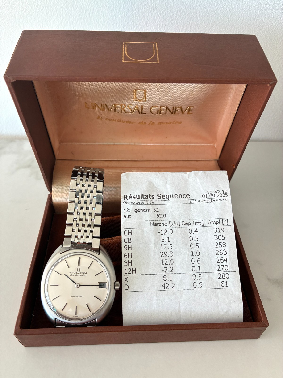 Universal Geneva White Shadow Date Automatic Micr… - image 5