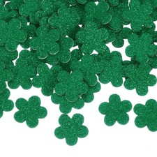 100 Pcs Glitter Foam Stickers Flower Shapes Craft Foam Stickers, Green