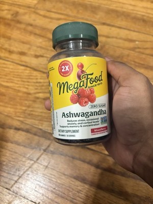 MegaFood Ashwagandha Zero Sugar Gummy Mixed Berry Stress Memory 60 Gummies