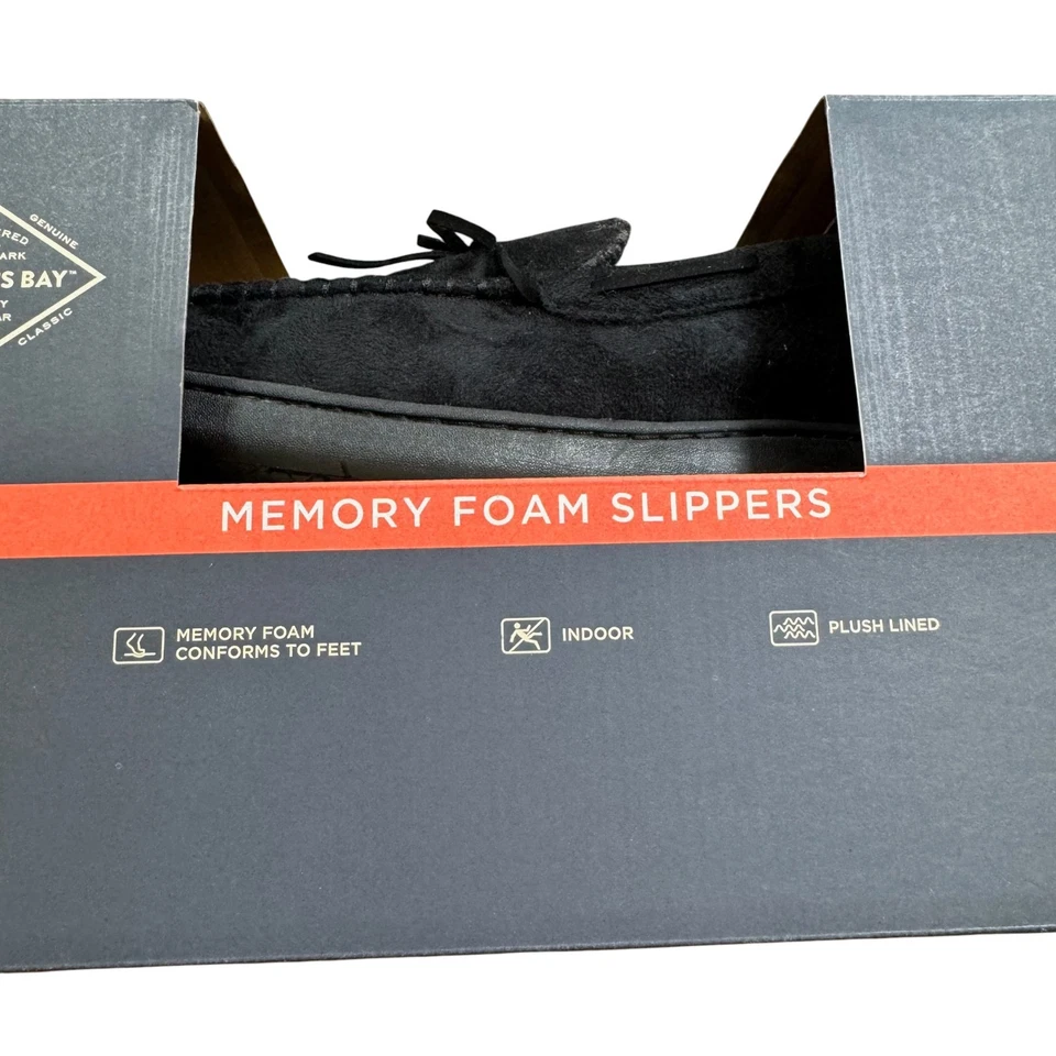 Zapatillas de espuma viscoelástica St. John's Bay para hombre medianas (9-10) negras estilo mocasín felpa Foto 4 de 4