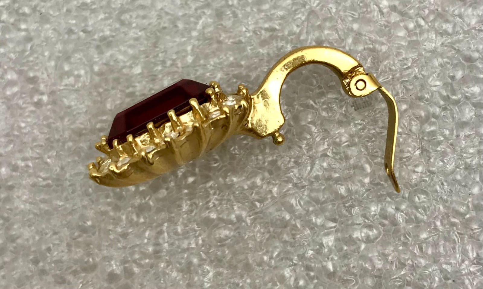 Gold Tone, Emerald Cut Ruby, Rhinestone Pendant, … - image 5