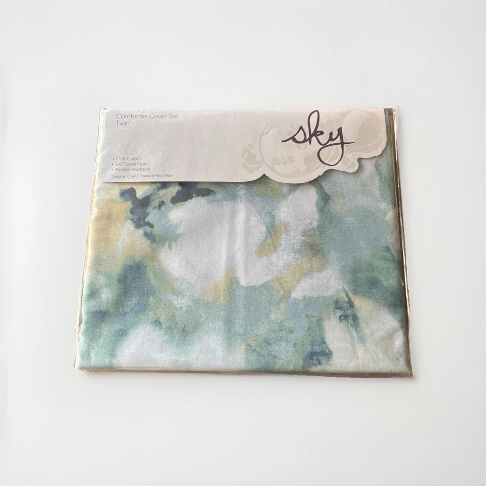 JUEGO FUNDA NÓRDICA DOBLE FLORAL TINTA SKY FREYA VERDE AZUL ALGODÓN 300 TC Foto 2 de 2