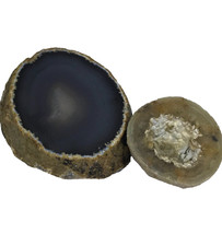 Large Natural Brazilian Grey  Agate Nodule Polished one side & Agate Geode (2pc)