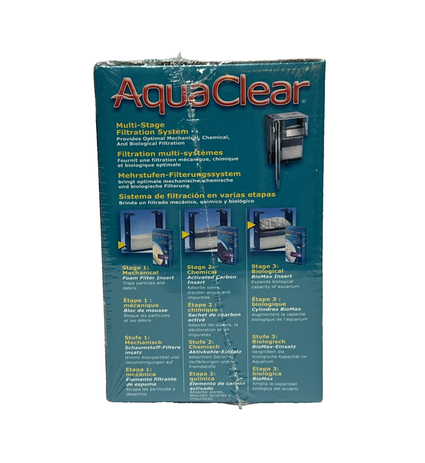 AquaClear 20 Power Tank Filter  5-20 Gal Tank (up to 100 GPH) New Sealed