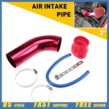 Universal Car Cold Air Intake Induction Kit Pipe Hose System Red Sturdy 3" 76MM
