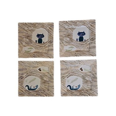 Rare Set 4 Fishs Eddy Urban Outfitters Plates by Jessie Hartland Cat Squirrel