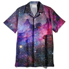 Colorful Nebula Galaxy Space Print Men8217s Short Sleeve Unisex Hawaiian Shirt