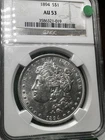 1894 $1 Morgan Silver Dollar - PQ Original White Key Date - NGC AU 53 Undergrade