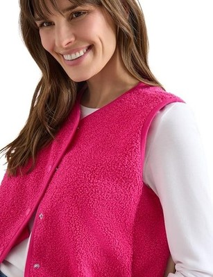 Cecil Damen Teddy-Weste mit Knopfleiste - Beetroot Pink