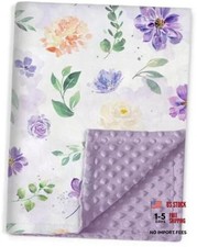 Baby Blanket for Girls Super Soft Minky Floral 30x40 Inch Pack of 1 Purple