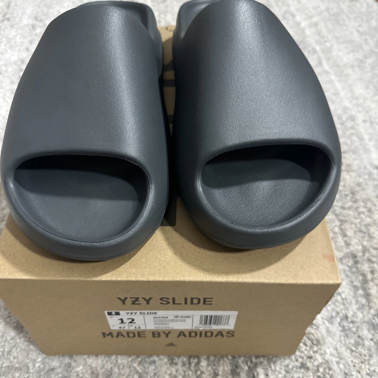 Taglia 12 YZY SLIDE 'Slate Grey' Adidas Yeezy Slide ID2350 AUTENTICO