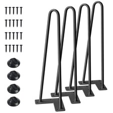 16-inch Black Hairpin Furniture Legs 4 PCS Metal for Nightstand Coffee Table