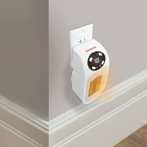 7.87 in Electric Outlet Ceramic Plug-In Space Heater, LCD Digital Screen, up to - Picture 4 of 8