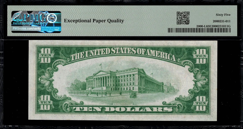 1928 $10 Federal Reserve Note San Francisco FR.2000-L - PMG 65 EPQ - Numeric 12 - Image 2 of 2