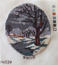 Gobelin Winterlandschaft gestickt Handarbeit als Bild oder zum Upcycling