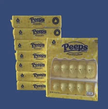 Easter Peeps Marshmallow Candy Yellow Chicks 8 pks of 15ct BB: 3/26 ~120 chicks!