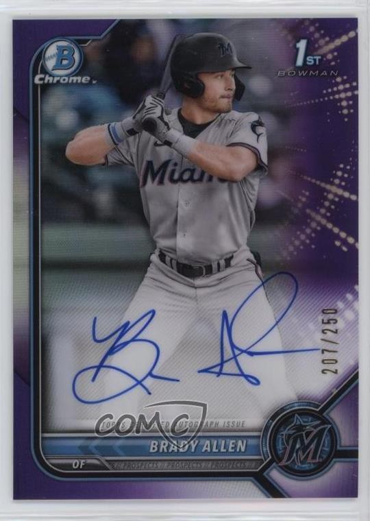 2022 Bowman Chrome Prospect Purple Refractor /250 Brady Allen #CPA-BAL Auto 1g5d