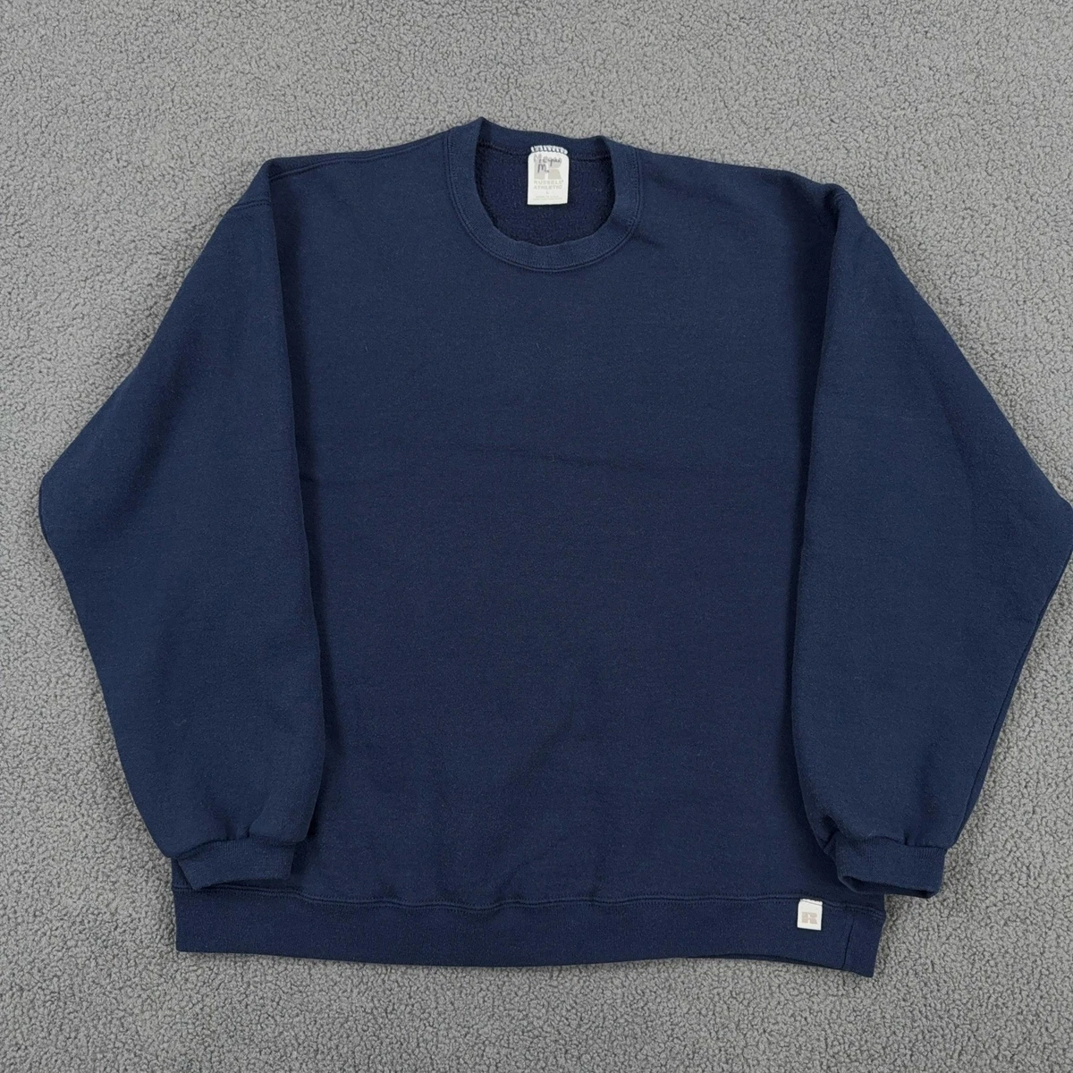 Sweatshirt Vintage RUSSELL ATHLETIC - Taille XXL - Gris - Coupe Boxy Made In USA - Occasion Très Bon état