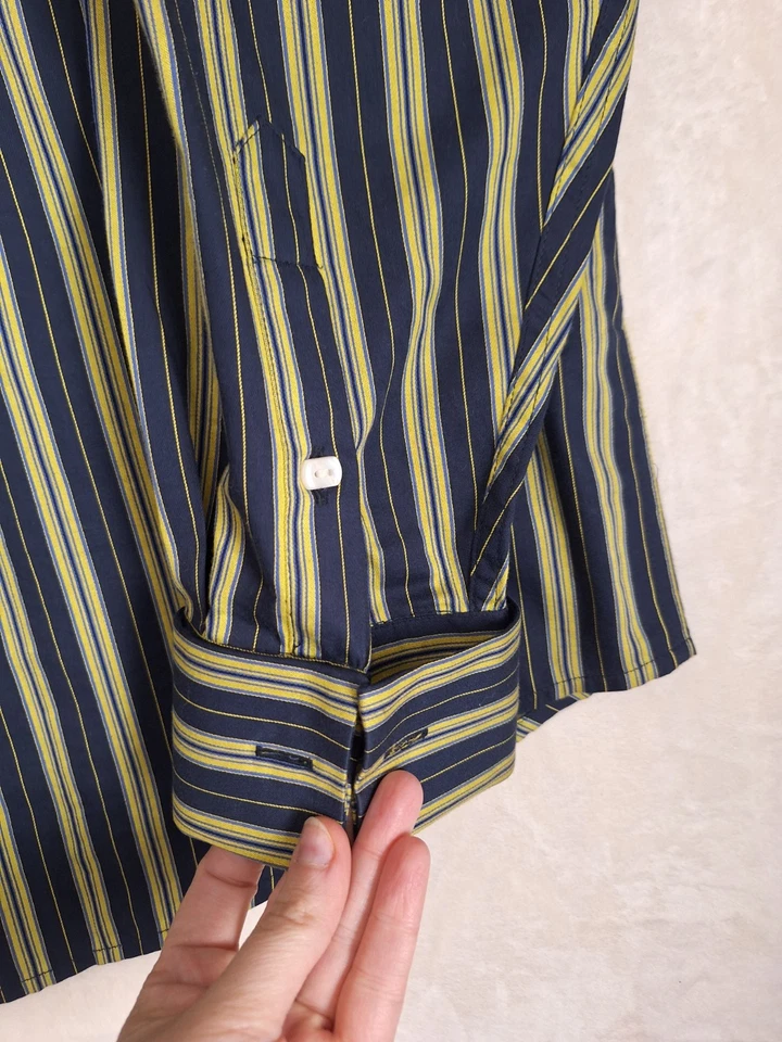 Рубашка мужская Sean John XXL синяя полоса вышитая французские манжеты хип-хоп рэп Y2K 2XL - Изображение 4 из 4