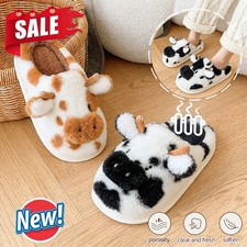 Women's Winter Warm Cow Plush Slippers Large Home Shoes Indoor Cotton Slippers