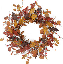 20" Fall Wreath for Front Door, Eucalyptus and Berry Decor