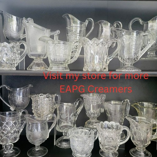 Antique EAPG Glass Creamer Lozenges Diamond & Bar c.1880s USA Made Kitchen Decor - Picture 13 of 14