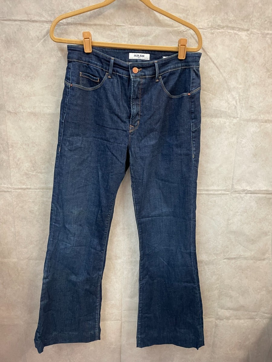 Salsa Jeans Womens Blue Denim Flat Front Dark Wash Outdoor Flared