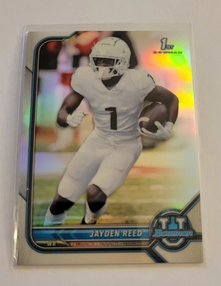 Jayden Reed 2022 Bowman University Refractor 1st RC Rookie Card 