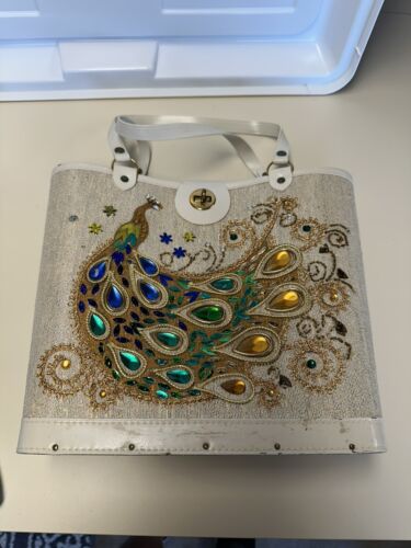Vintage Jewel Tone Handbag General Crafts Canvas Tote Purse Handbag + Box 1960’s - Picture 2 of 20