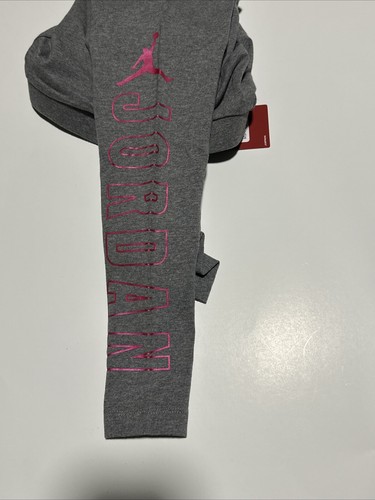 Air Jordan Leggings Girl's Size Medium 10/12 Gray Pink Logo - Picture 4 of 5