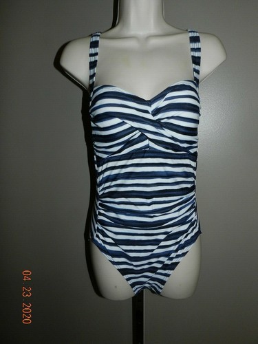 12 Shore Shapes One Piece Swimsuit Womens Ruched Gray Geometric Lined Soft Cups