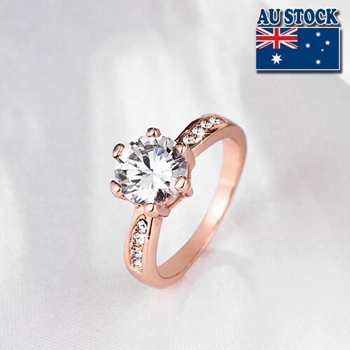Fashion 18 K Rose Gold Filled Royal Wedding Engagement Clear