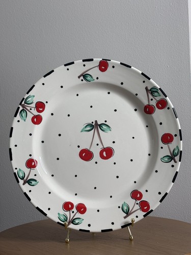 Mary Engelbreit Platter, Dish Vintage 1994 Oval Cherries, Gaetano Pottery USA